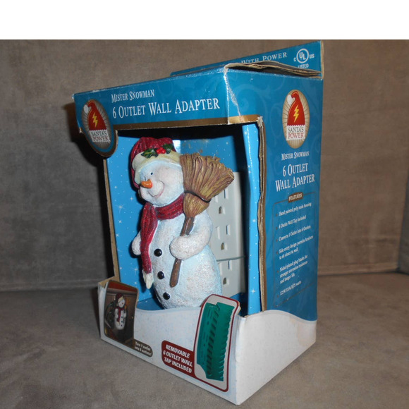 Santa's Power Mister Mr. Snowman Decorative 6 Outlet Wall Adapter NIB - Picture 4 of 9